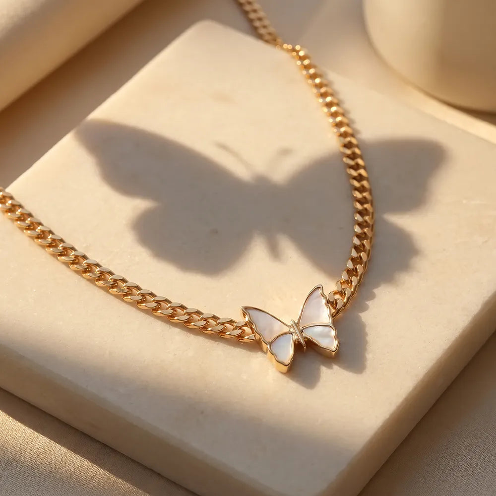 14K Gold-Plated Mother-of-Pearl Butterfly Necklace