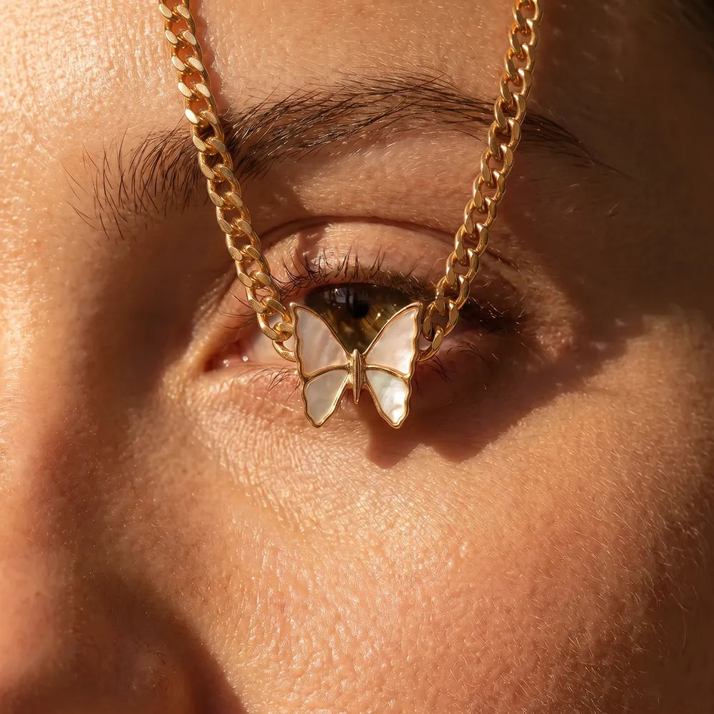 14K Gold-Plated Mother-of-Pearl Butterfly Necklace