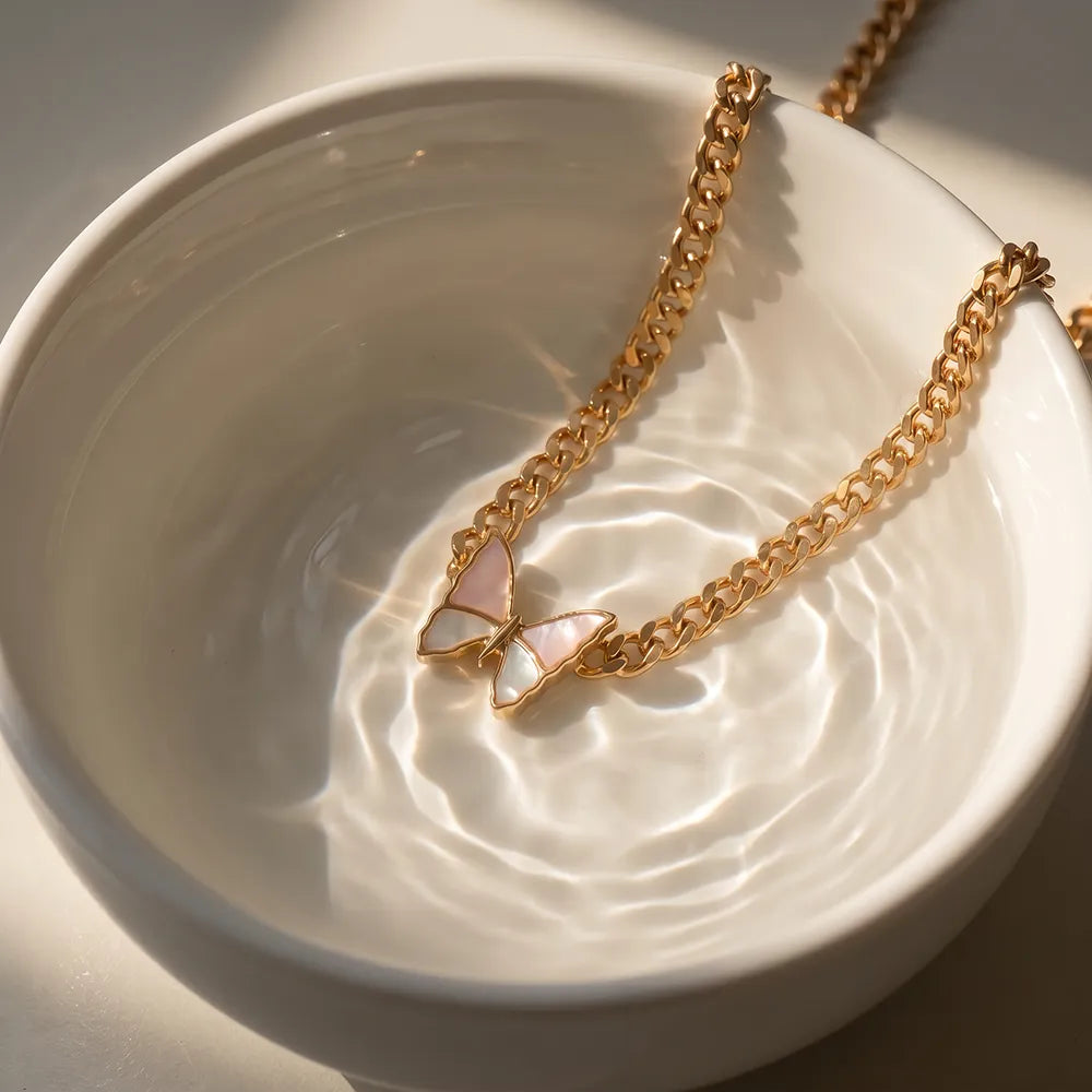 14K Gold-Plated Mother-of-Pearl Butterfly Necklace