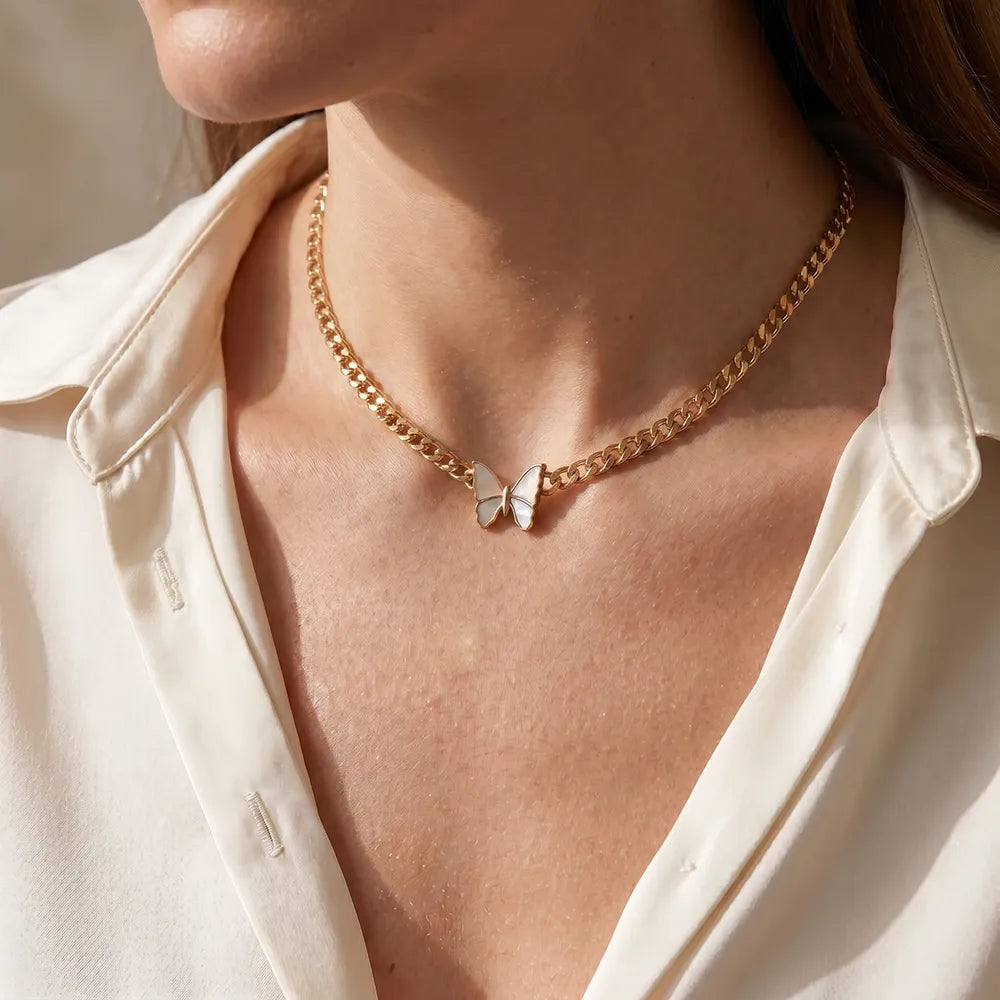 14K Gold-Plated Mother-of-Pearl Butterfly Necklace