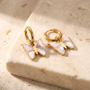 14K Gold-Plated Pink/White Mother-of-Pearl Butterfly Earring