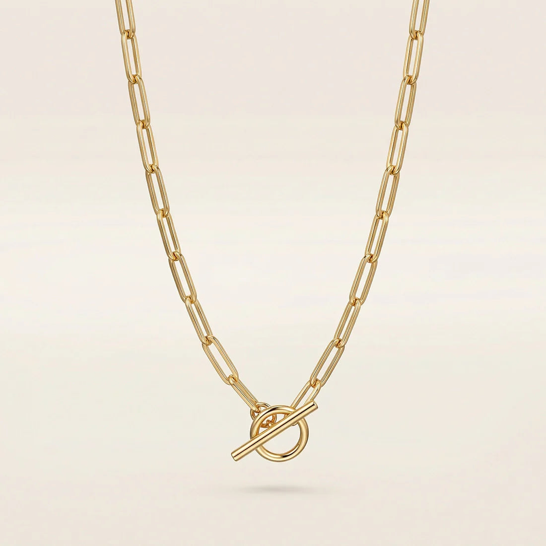 14K Gold-Plated Toggle Paperclip Necklace