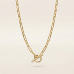 14K Gold-Plated Toggle Paperclip Necklace