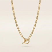14K Gold-Plated Toggle Paperclip Necklace